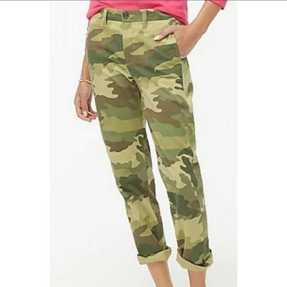 J. Crew Camo Straight Leg High Rise Pants 6 - Picture 1 of 12
